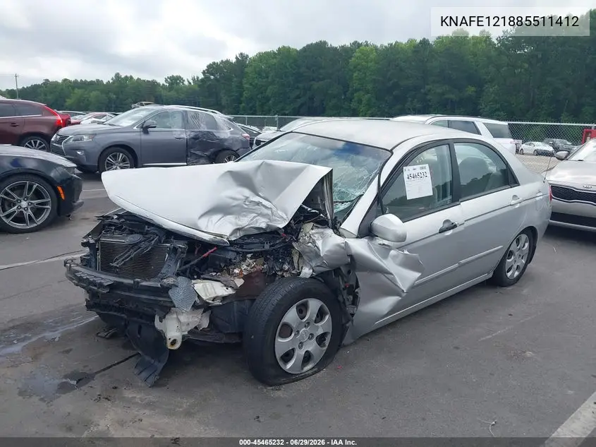 2008 Kia Spectra Ex VIN: KNAFE121885511412 Lot: 45465232