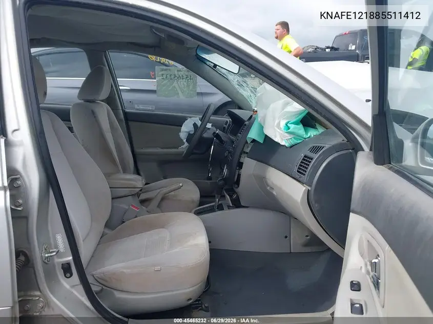 2008 Kia Spectra Ex VIN: KNAFE121885511412 Lot: 45465232