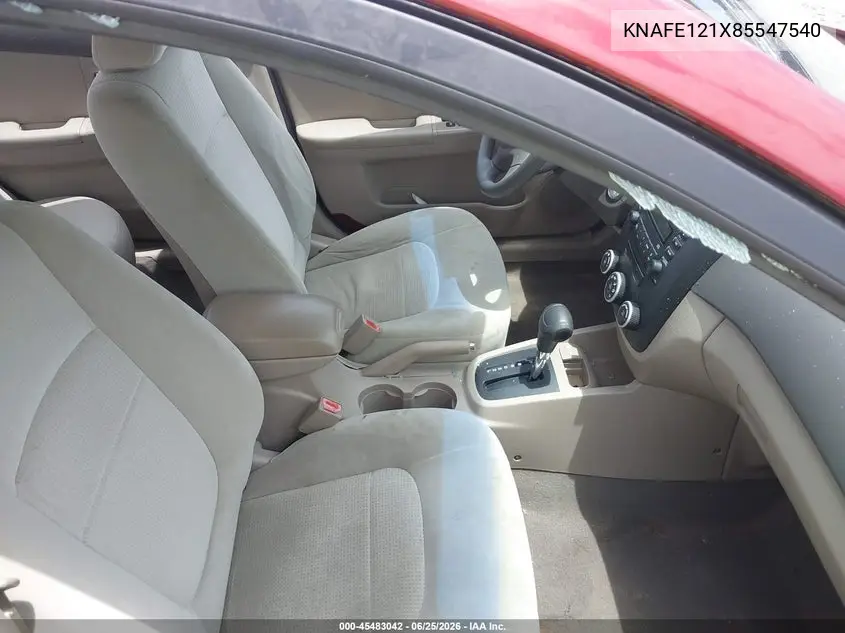 2008 Kia Spectra Ex VIN: KNAFE121X85547540 Lot: 45483042