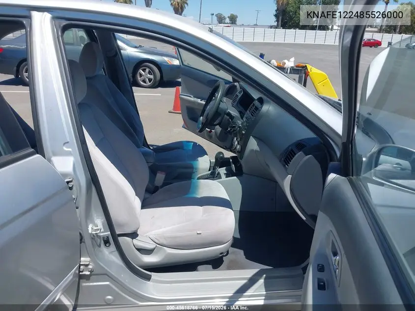 2008 Kia Spectra Ex VIN: KNAFE122485526000 Lot: 45618766