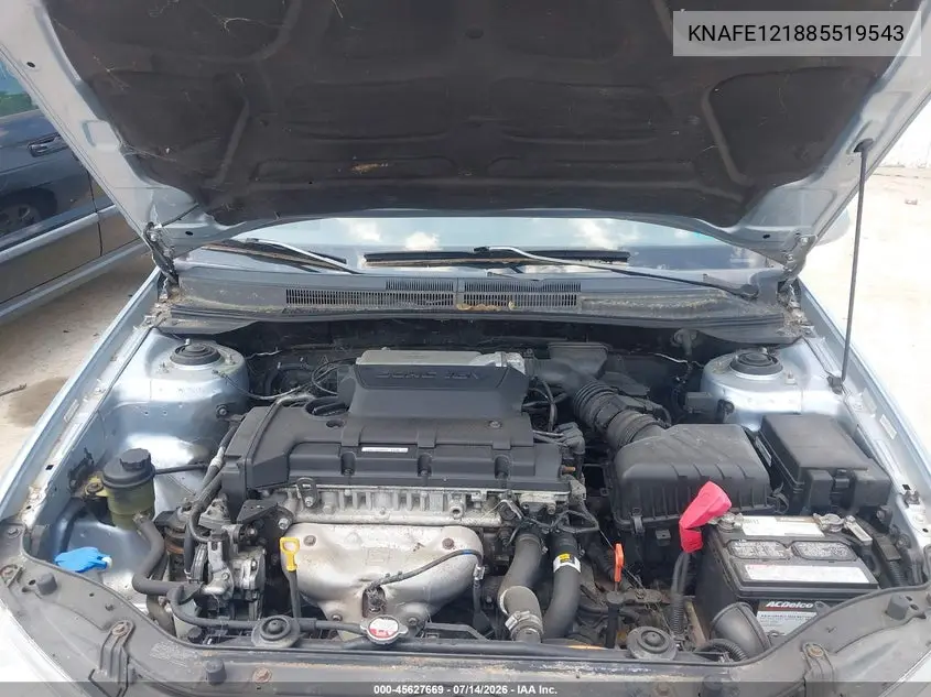 2008 Kia Spectra Ex VIN: KNAFE121885519543 Lot: 45627669