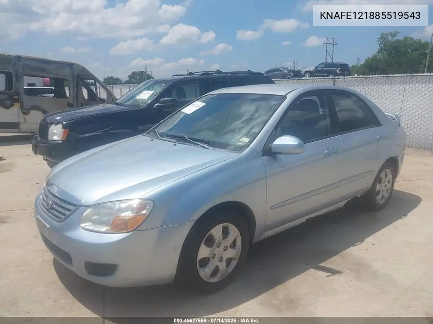 2008 Kia Spectra Ex VIN: KNAFE121885519543 Lot: 45627669