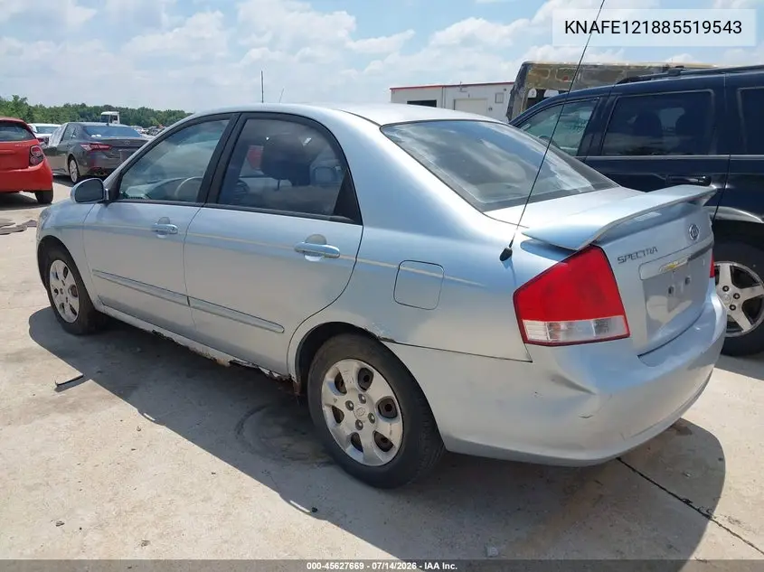 2008 Kia Spectra Ex VIN: KNAFE121885519543 Lot: 45627669