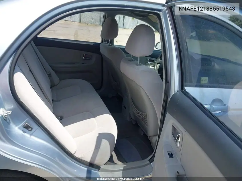 2008 Kia Spectra Ex VIN: KNAFE121885519543 Lot: 45627669