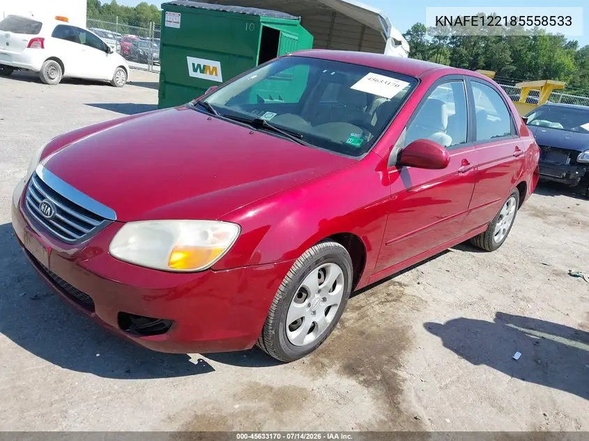 2008 Kia Spectra Ex VIN: KNAFE122185558533 Lot: 45633170