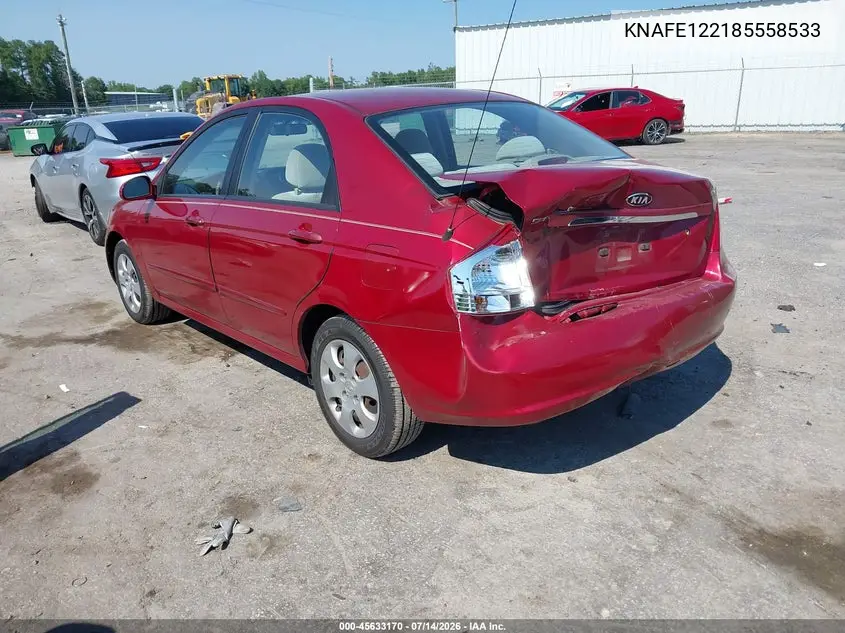 2008 Kia Spectra Ex VIN: KNAFE122185558533 Lot: 45633170