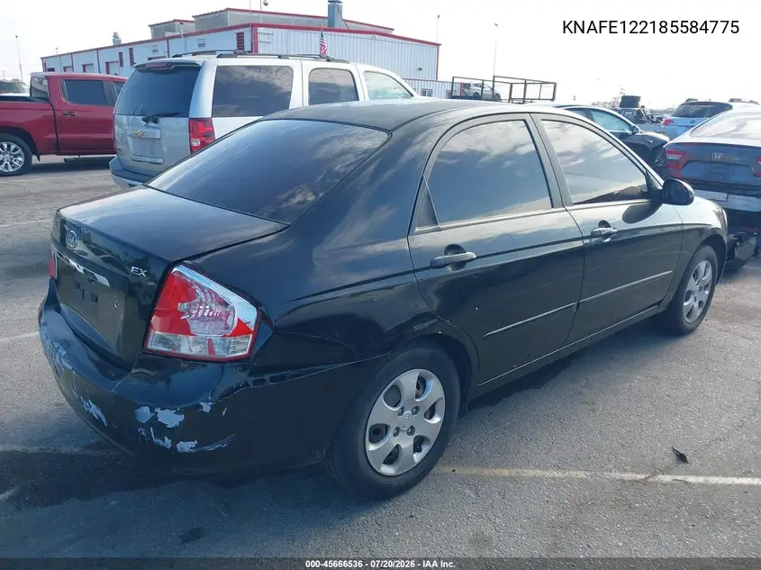 2008 Kia Spectra Ex VIN: KNAFE122185584775 Lot: 45666536