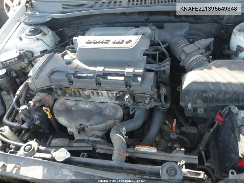 2009 Kia Spectra Ex VIN: KNAFE221395649348 Lot: 43711206
