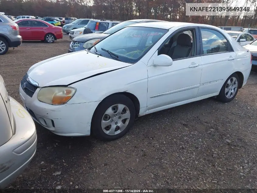 2009 Kia Spectra Ex VIN: KNAFE221395649348 Lot: 43711206