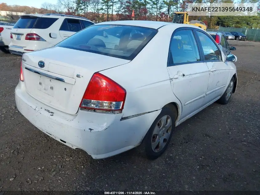 2009 Kia Spectra Ex VIN: KNAFE221395649348 Lot: 43711206