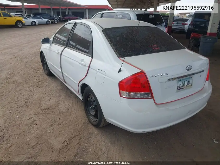 2009 Kia Spectra Ex VIN: KNAFE222195592916 Lot: 44744623
