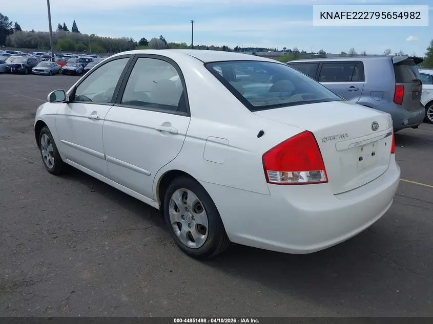 2009 Kia Spectra Ex VIN: KNAFE222795654982 Lot: 44851498