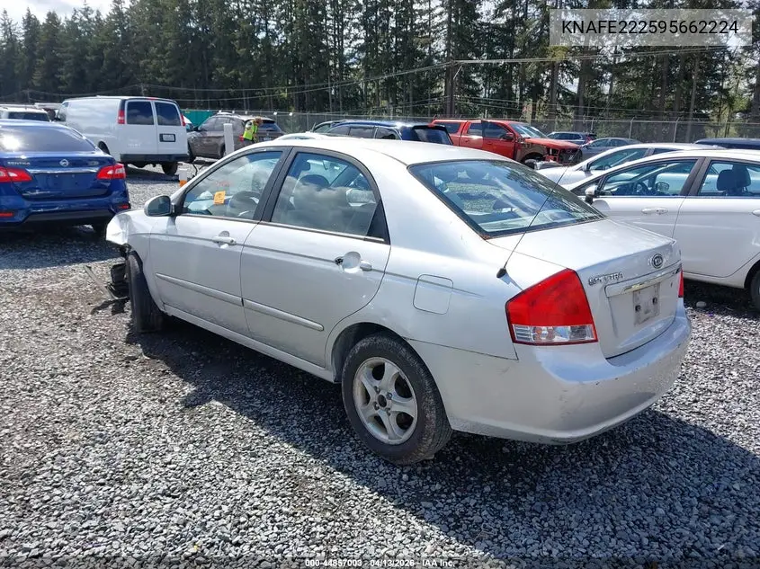 2009 Kia Spectra Ex VIN: KNAFE222595662224 Lot: 44857003