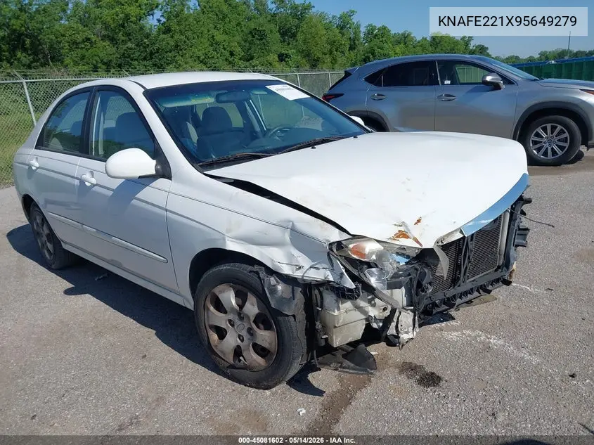 2009 Kia Spectra Lx VIN: KNAFE221X95649279 Lot: 45081602