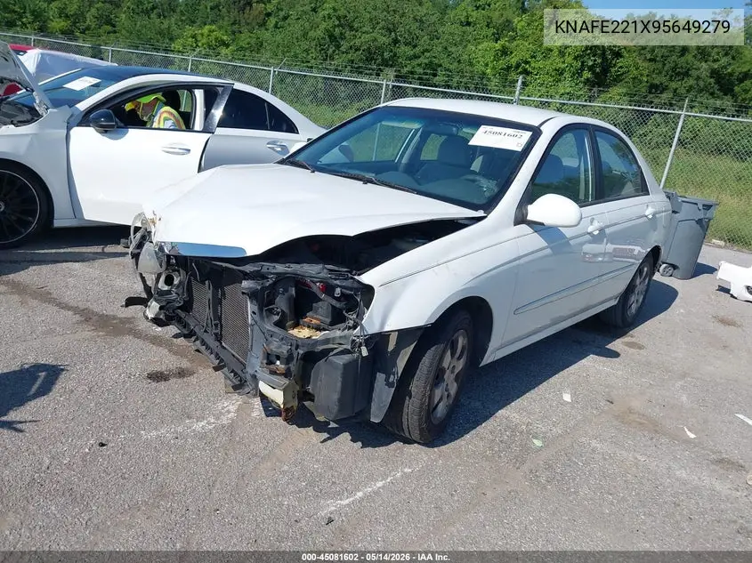 2009 Kia Spectra Lx VIN: KNAFE221X95649279 Lot: 45081602