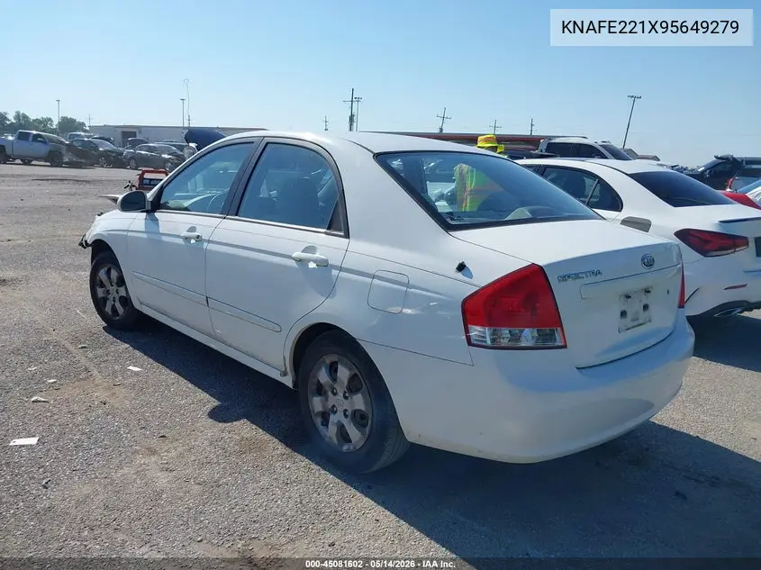2009 Kia Spectra Lx VIN: KNAFE221X95649279 Lot: 45081602