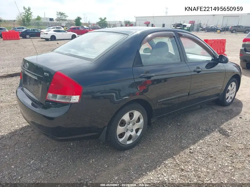 2009 Kia Spectra Ex VIN: KNAFE221495650959 Lot: 45208987