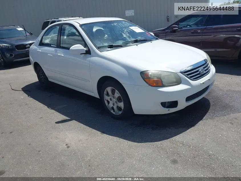 2009 Kia Spectra Lx VIN: KNAFE222495644488 Lot: 45230440