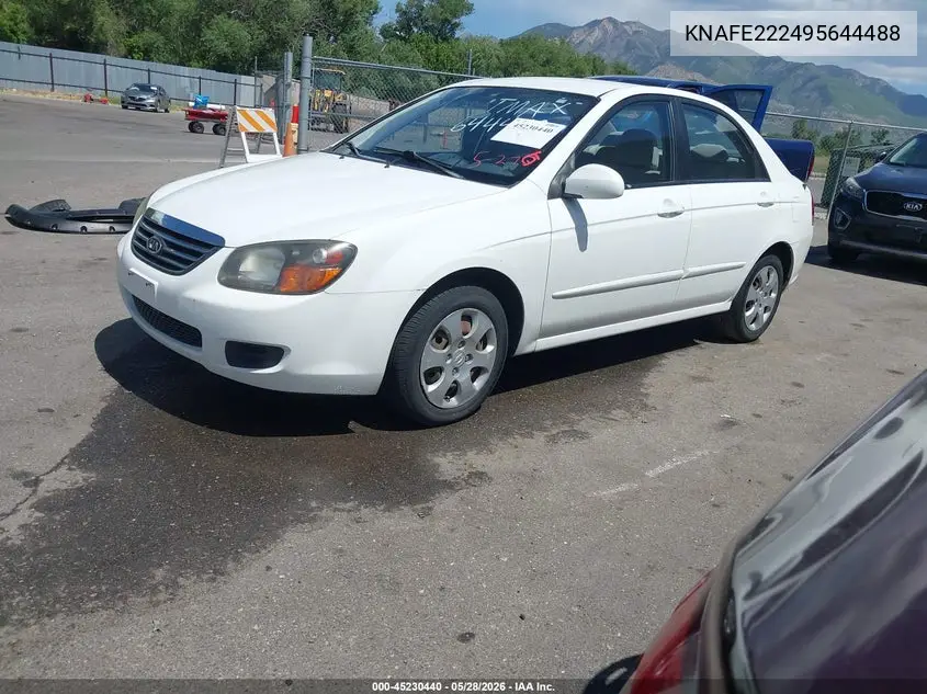 2009 Kia Spectra Lx VIN: KNAFE222495644488 Lot: 45230440