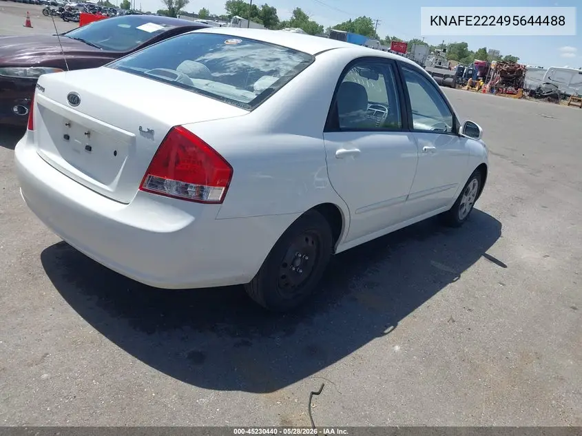 2009 Kia Spectra Lx VIN: KNAFE222495644488 Lot: 45230440