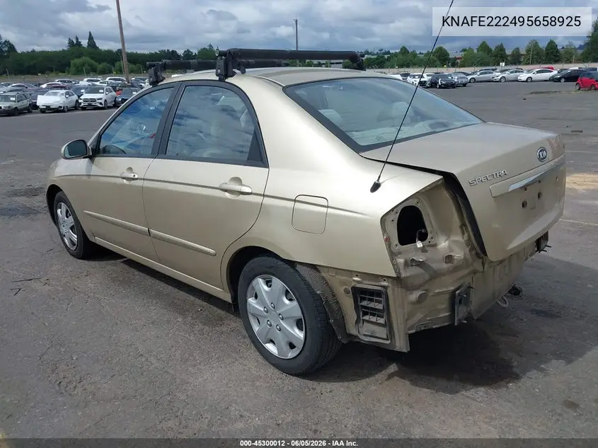 2009 Kia Spectra Ex VIN: KNAFE222495658925 Lot: 45300012