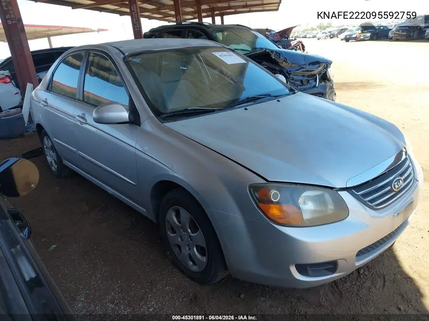 2009 Kia Spectra Ex VIN: KNAFE222095592759 Lot: 45301891