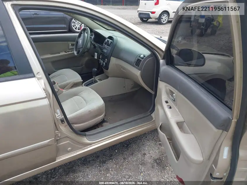 2009 Kia Spectra Ex VIN: KNAFE221195611567 Lot: 45399475