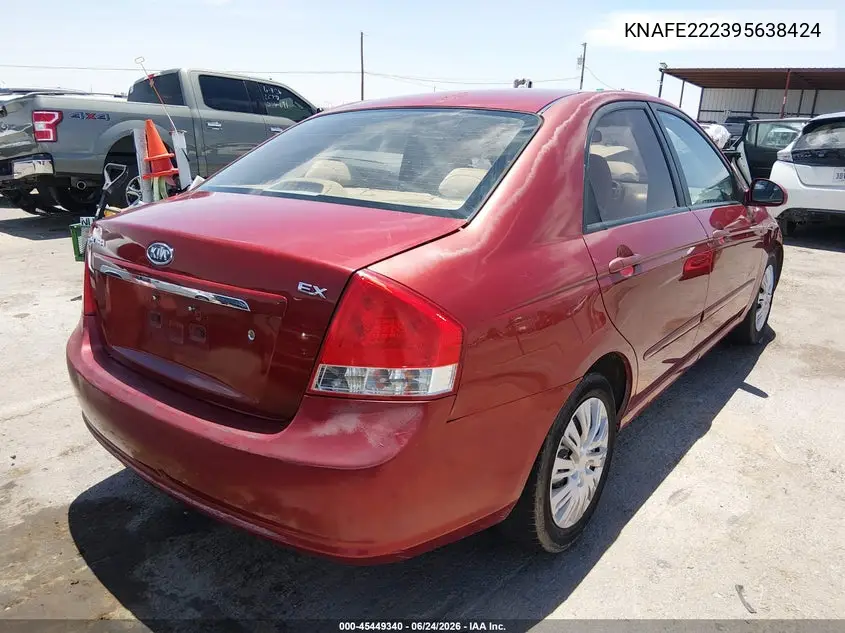 2009 Kia Spectra Ex VIN: KNAFE222395638424 Lot: 45449340