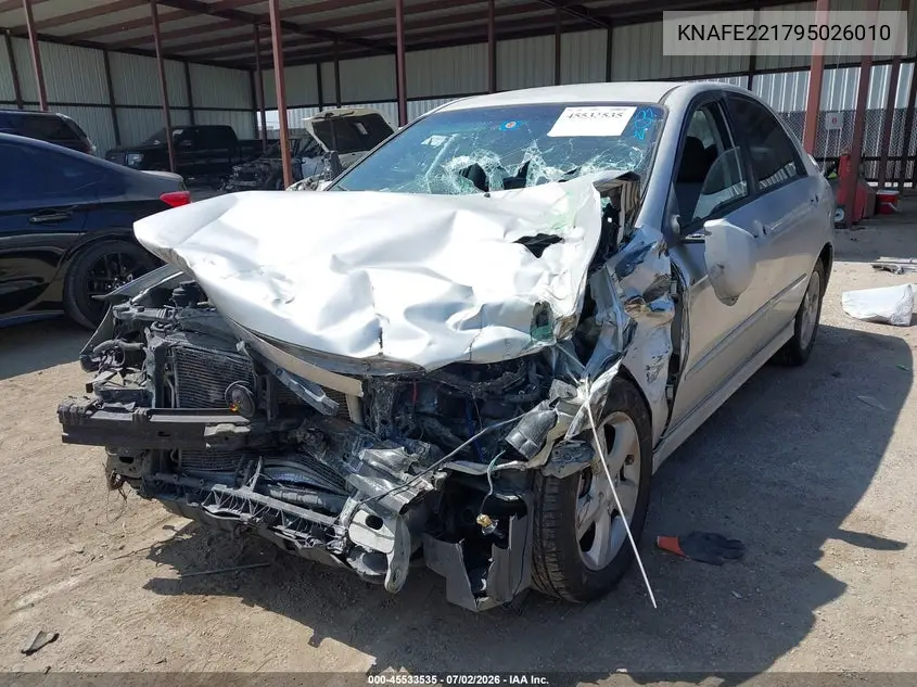 2009 Kia Spectra Sx VIN: KNAFE221795026010 Lot: 45533535