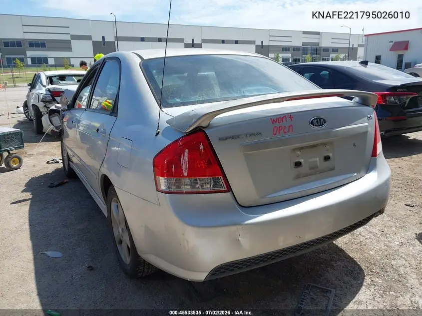 2009 Kia Spectra Sx VIN: KNAFE221795026010 Lot: 45533535
