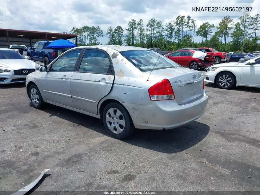 2009 Kia Spectra Ex VIN: KNAFE221495602197 Lot: 45550511