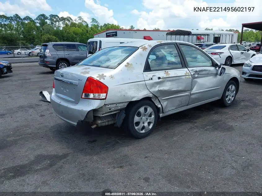 2009 Kia Spectra Ex VIN: KNAFE221495602197 Lot: 45550511