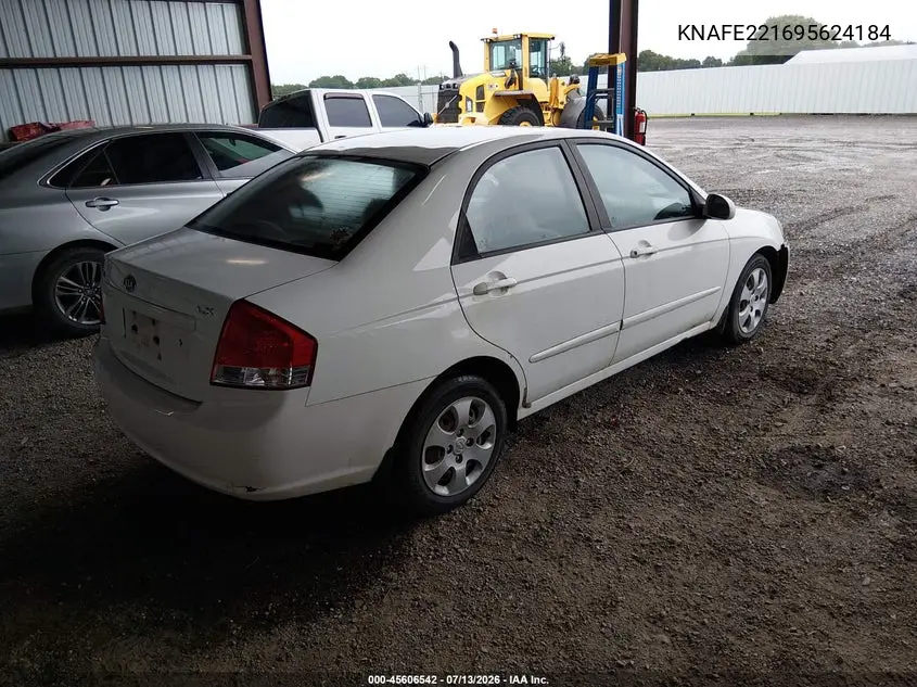 2009 Kia Spectra Lx VIN: KNAFE221695624184 Lot: 45606542