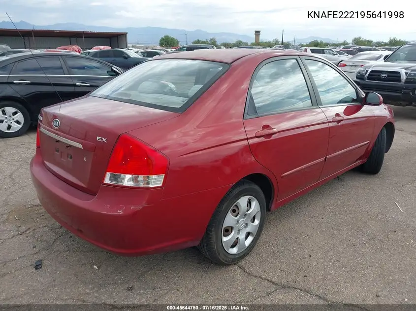 2009 Kia Spectra Ex VIN: KNAFE222195641998 Lot: 45644750