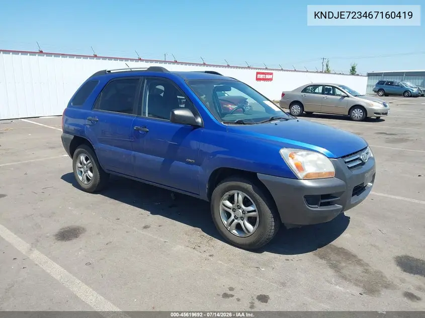 2006 Kia Sportage Ex V6/Lx V6 VIN: KNDJE723467160419 Lot: 45619692