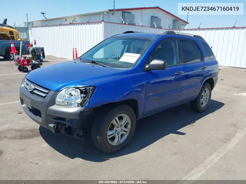 2006 Kia Sportage Ex V6/Lx V6 VIN: KNDJE723467160419 Lot: 45619692