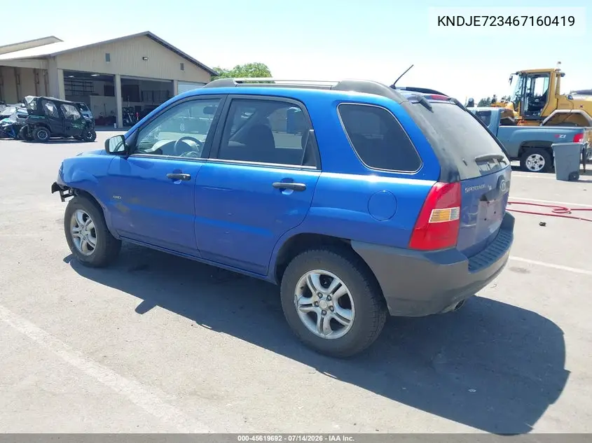 2006 Kia Sportage Ex V6/Lx V6 VIN: KNDJE723467160419 Lot: 45619692