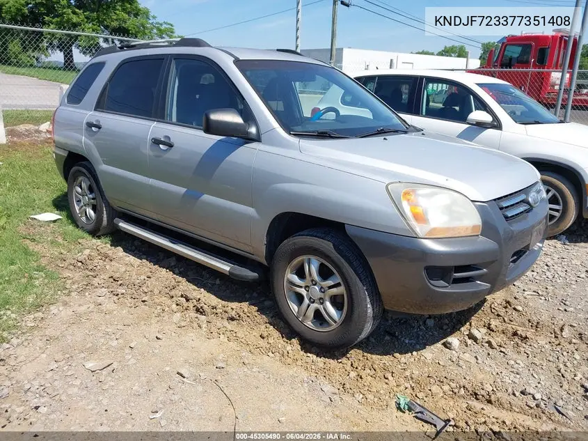 2007 Kia Sportage Lx V6 VIN: KNDJF723377351408 Lot: 45305490