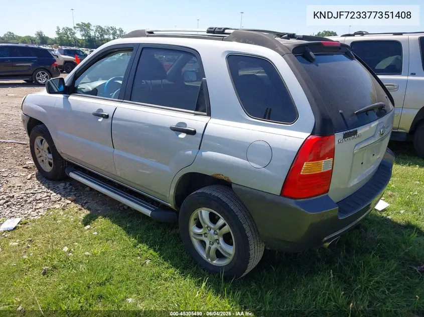 2007 Kia Sportage Lx V6 VIN: KNDJF723377351408 Lot: 45305490