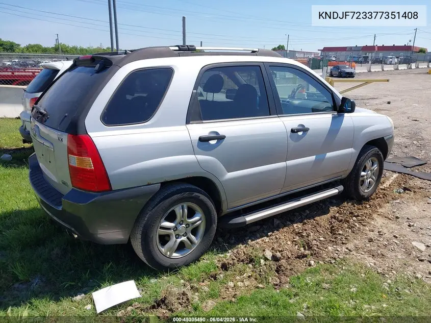 2007 Kia Sportage Lx V6 VIN: KNDJF723377351408 Lot: 45305490