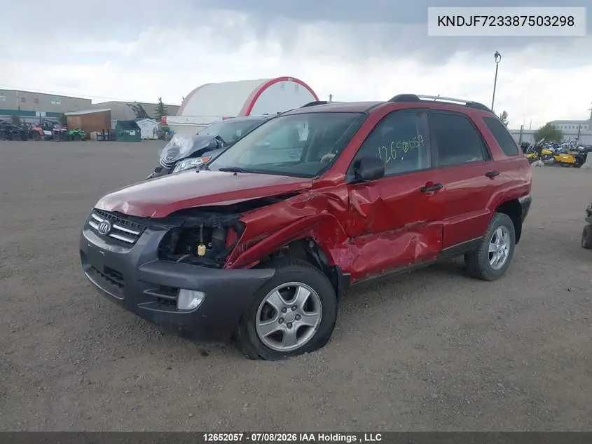 2008 Kia Sportage Lx-V6 VIN: KNDJF723387503298 Lot: 12652057X