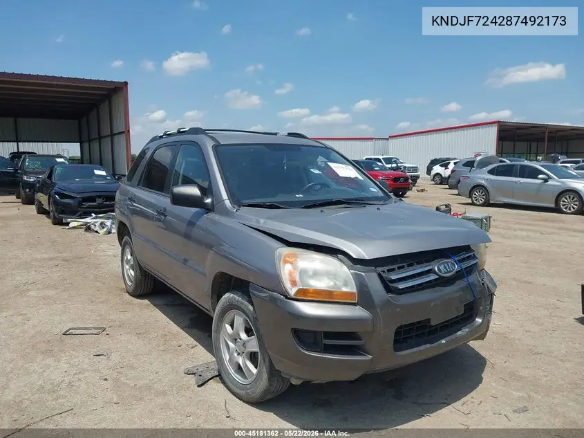 2008 Kia Sportage Lx VIN: KNDJF724287492173 Lot: 45181362