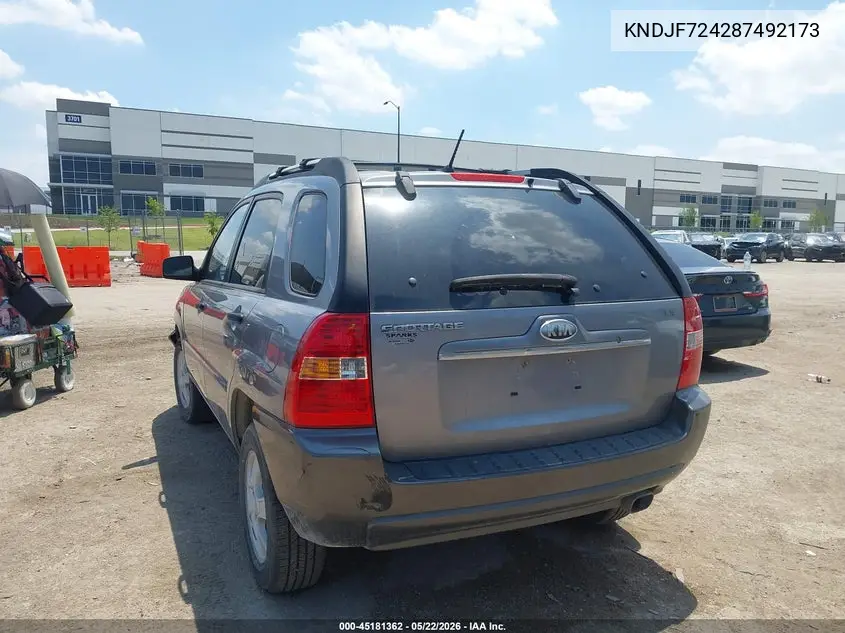 2008 Kia Sportage Lx VIN: KNDJF724287492173 Lot: 45181362