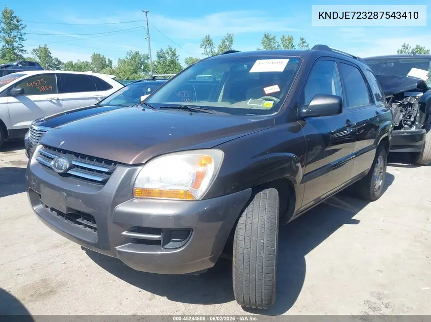 2008 Kia Sportage Lx V6 VIN: KNDJE723287543410 Lot: 45284608