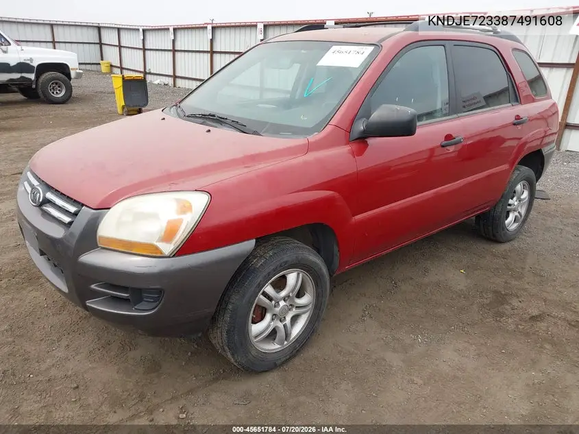 2008 Kia Sportage Lx V6 VIN: KNDJE723387491608 Lot: 45651784
