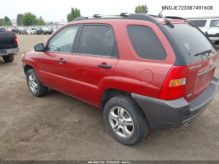 2008 Kia Sportage Lx V6 VIN: KNDJE723387491608 Lot: 45651784