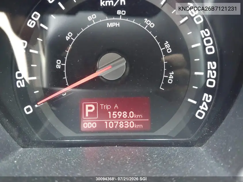 2011 Kia Sportage Ex/Sx VIN: KNDPCCA26B7121231 Lot: 30094368