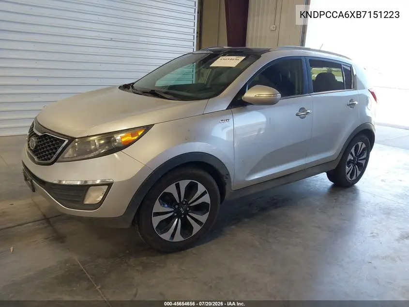 2011 Kia Sportage Sx VIN: KNDPCCA6XB7151223 Lot: 45654656