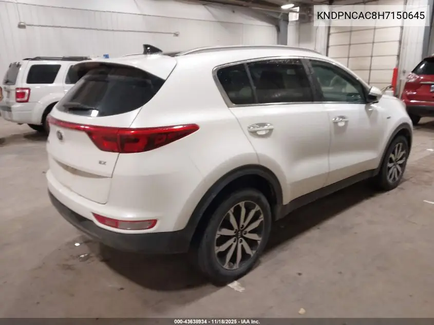 KNDPNCAC8H7150645 2017 Kia Sportage Ex