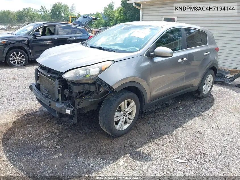 2017 Kia Sportage Lx VIN: KNDPM3AC4H7194144 Lot: 45555250